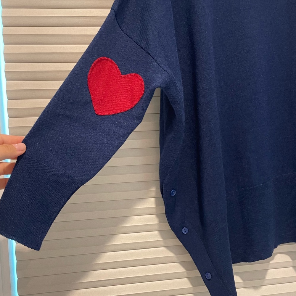 Navy Oversized Sweater with Heart patches on Elbows